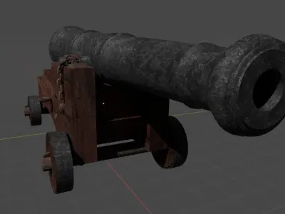 Old pirate ship cannon Low-poly 3D model