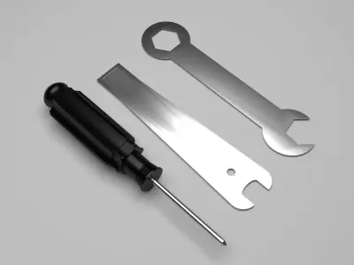 Mini Screwdriver With Mini Wrench 3D model