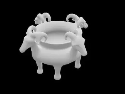 statue of four sheep is ritual vessel 3D print model