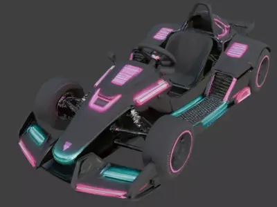 Cyberpunk Neon Go Kart 3D Model v03 Low-poly 3D model