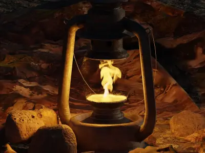 Kerosene lamp Low-poly 3D model purchase