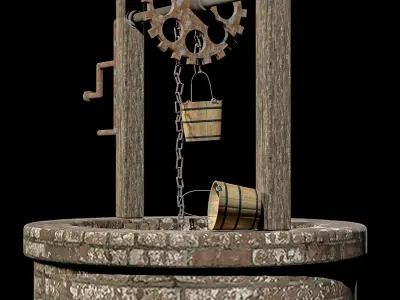 Medieval Water Well Low-poly 3D model get