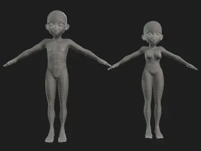 Characters Base Models Megapak Free 3D model