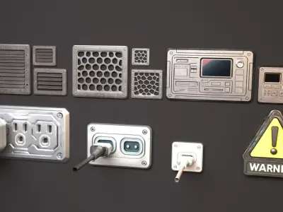 SciFi Modular Panel and Vent Kit PBR Game  Assets blend  glTF 3D model