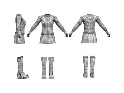 W Romulan Outfit Low-poly 3D model