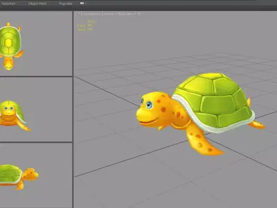 Cartoon Green Turtle Low-poly 3D model