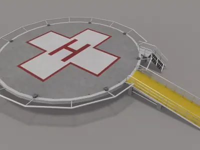 Helipad Hospital --320-- Low-poly 3D model