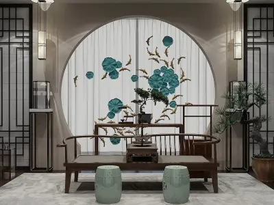 Chinese antique furnishing room 3D model