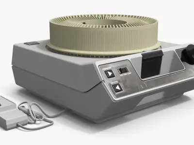 Vintage Carousel Slide Projector Gray Body 3D model