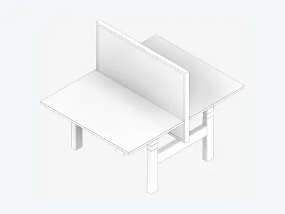 Desk - Adjustable - Integral - 3 Column - Double Low-poly 3D model