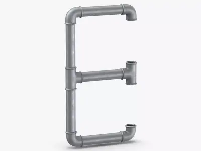 Galvanized Steel Pipe Letter E 3D model