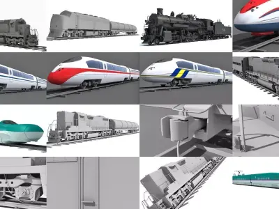 10 Train Collection 3D Models 3D Model Pack