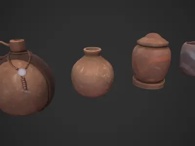 Clay Jars Low-poly 3D model