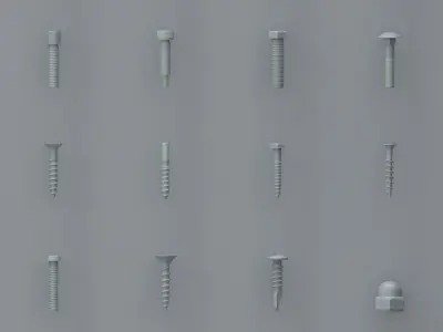 Screws and nuts 20pieces 3D model