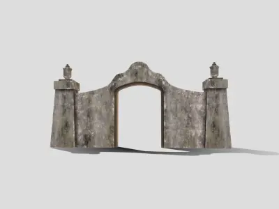 Ruined entrance way Low-poly 3D model