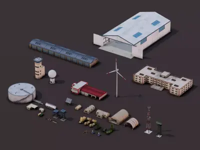 Army Base objects collection 3D model