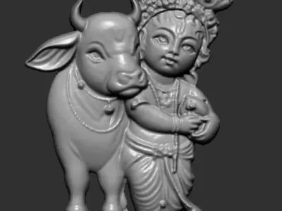 little krishna with cow pendent 3D print model