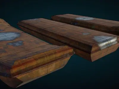Barges Set three rusty containers Low-poly 3D model