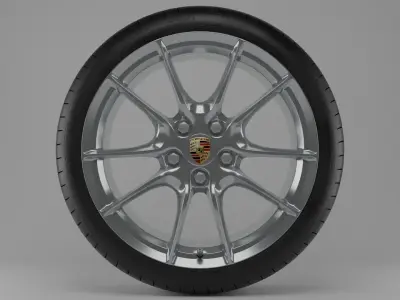 Porsche Tire with Rim Low-poly 3D model