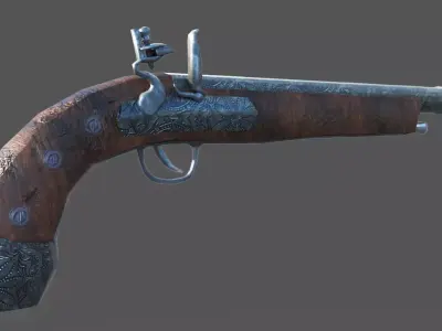 Medieval gun 3d model Low-poly 3D model