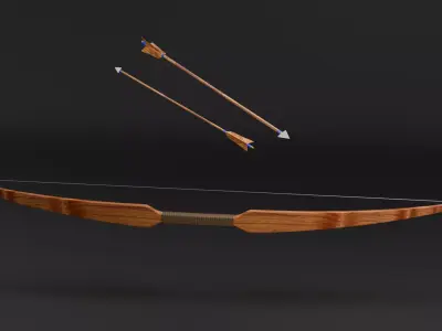 Low Poly Bow and Arrows  Game Ready Blender Unity Unreal Low-poly 3D model