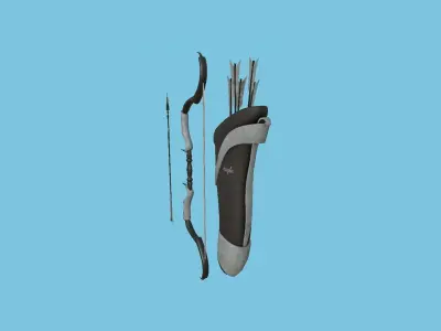 Archer Bow 01 Black Gray - Quiver Fantasy Weaponry Low-poly 3D model