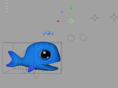 whale cartoon with rig 3D model