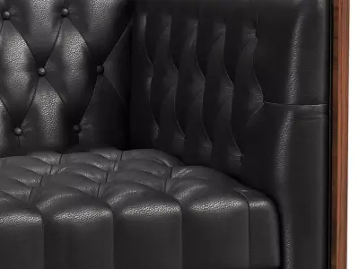Vaughn Chesterfield-Style Leather Sofa with Wood Panels 3D model