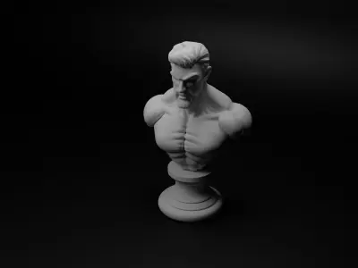 Iron Fist Fighter Bust Chess 3D print model get