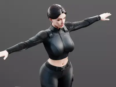 Tactical Female Soldier Character Rigged Low-poly 3D model