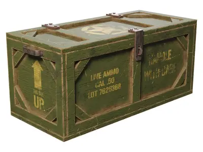 Military Wooden Box 1 Low-poly 3D model