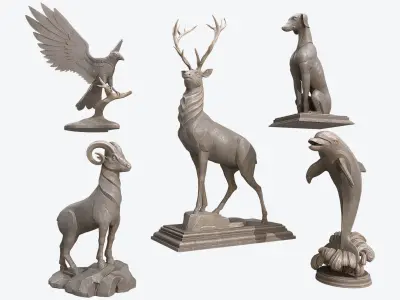 Animal Sculpture 2 3D Model Pack