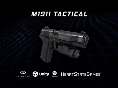 PISTOL 3 - M1911 Tactical Pistol - 4K Game Ready Low-poly 3D model