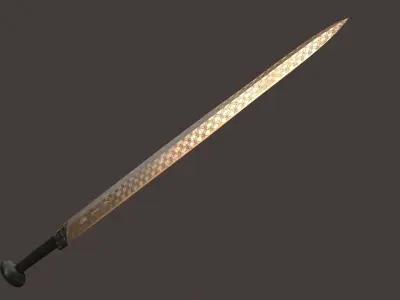 sword flachion fantasy steel bronze gold weapons melee 3D model