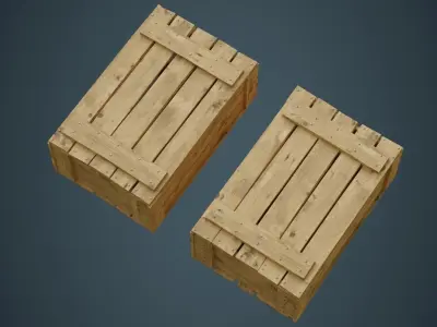 Wooden Box 4A Low-poly 3D model