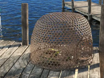  Dome Fishing Basket with Captured Fish Brown 