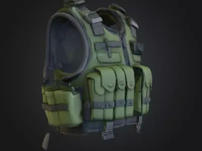 Realistic Military Tactical Vest Low-poly 3D model