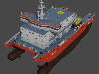 Elbe pilot station vessel 3D Low-poly 3D model