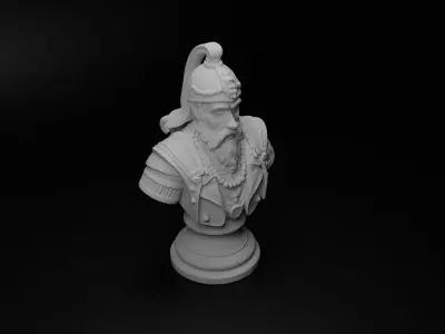 Mongol Cavalryman Bust Chess 3D print model shop