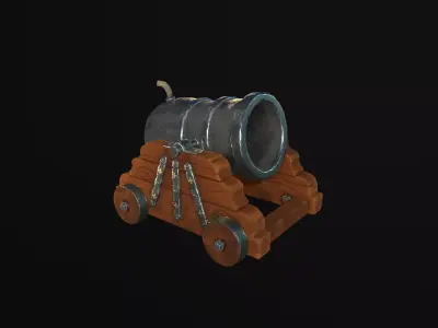 Pirate Cannon naval maritime game-ready stylized weapon Low-poly 3D model