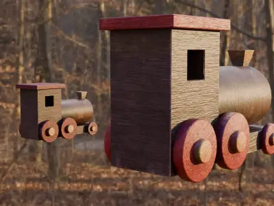 Wooden Toy Trains 3D model