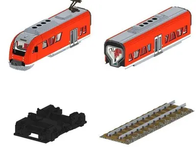 Voxel Regional Train Low-poly 3D model
