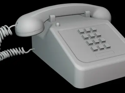 Old Landline phone Medium Poly Beige 4k textures 3D model
