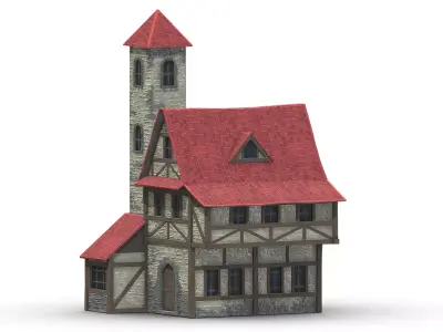 Medieval Building 03 Low Poly PBR Realistic Low-poly 3D model