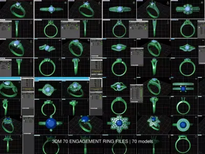 3DM 70 ENGAGEMENT RING FILES 3D Model Pack
