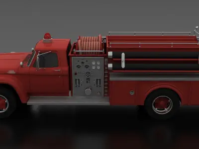 F-Series F-700 Fire Truck Unmarked Low-poly 3D model