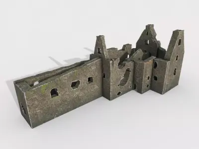 Dunskey Castle Low-poly 3D model