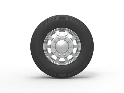 Front custom wheel of semi truck Version 22 Scale 1 to 25 3D print model
