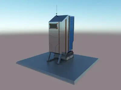 Futuristic sci-fi building Low-poly 3D model