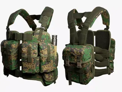 Tactical Vest Low-poly 3D model 5